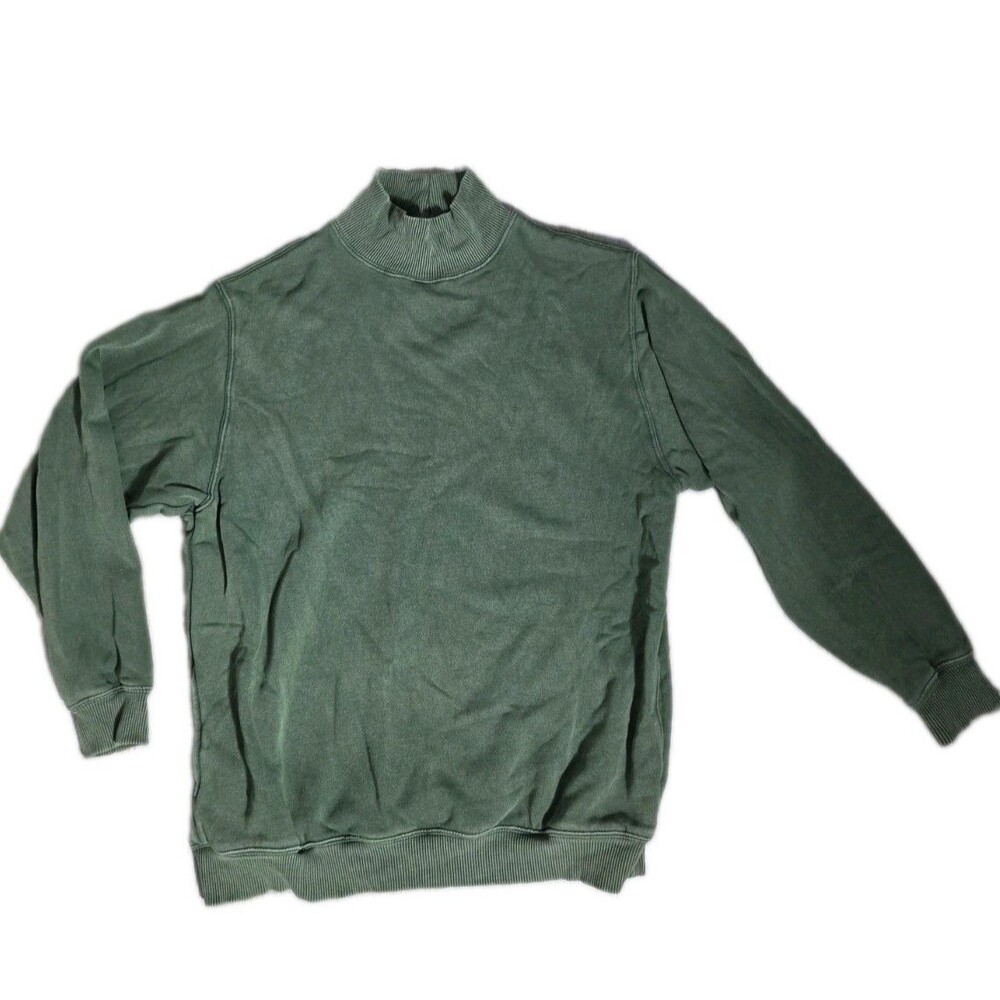 Aerie Green Oversized Mockneck Sweatshirt Fleece Pullover Cotton Blend Womens XS